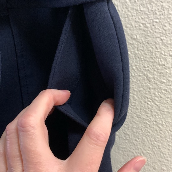 Loft Navy Blue A-Line Skirt With Belt And Pockets Women’s Size 0 Lined - Picture 5 of 9